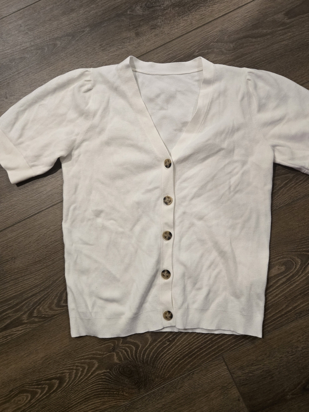 Classic White Short-Sleeve Button Cardigan